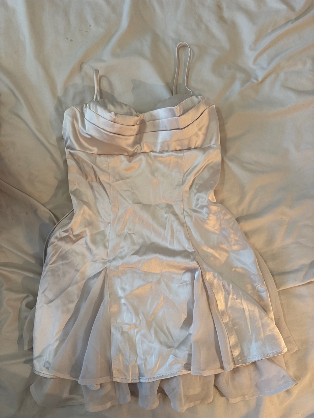 Windsor Ivory Satin Spaghetti-Strap Mini Dress